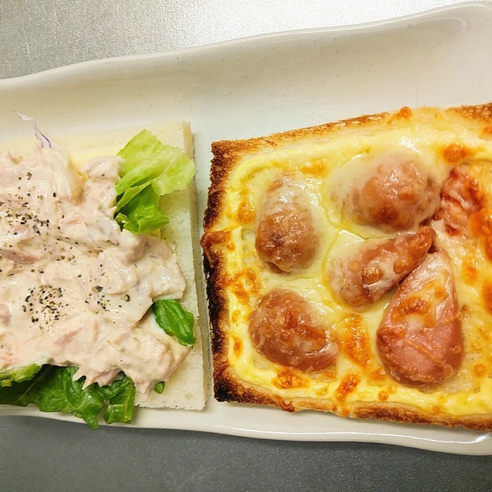 パンランチ シーチキンマヨオープンサンドとピザパン レシピ 作り方 By あや はる 楽天レシピ